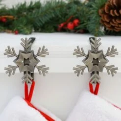 Original MantleClip® Pewter Snowflake Icons Stocking Holders, 2ct. -Northlight Sale Store D349404S 2