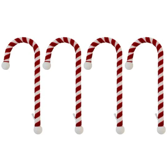 Haute Decor Velvet Candy Cane Stocking Holders, 4ct. 1 Haute Decor Velvet Candy Cane Stocking Holders, 4ct.