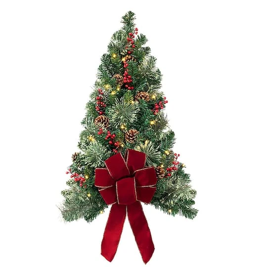 28" Pre-Lit Classic Wall Artificial Christmas Tree, Warm White LED Lights 1 28" Pre-Lit Classic Wall Artificial Christmas Tree, Warm White LED Lights
