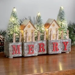 Haute Decor Lighted Merry Christmas Wood Blocks 5 Haute Decor Lighted Merry Christmas Wood Blocks -Northlight Sale Store D349459S 2