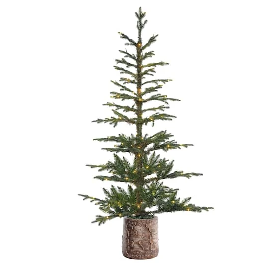 5ft. Pre-Lit Timberland Fir Artificial Christmas Tree With Decorative Base, Warm White LED Lights 1 5ft. Pre-Lit Timberland Fir Artificial Christmas Tree With Decorative Base, Warm White LED Lights