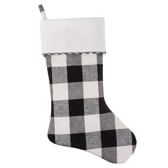Haute Decor HangRight™ 20" Black & White Buffalo Check Stocking, 4ct. 1 Haute Decor HangRight™ 20" Black & White Buffalo Check Stocking, 4ct.