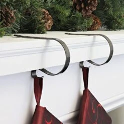 Original MantleClip® Holly Embossed Antique Brass Stocking Holders, 2ct. -Northlight Sale Store D349573S 2
