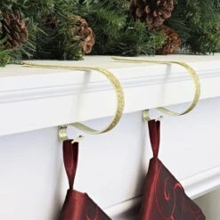Original MantleClip® Gold Glitter Stocking Holders, 2ct. -Northlight Sale Store D349580S 2