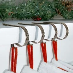 Original MantleClip® Holly Embossed Oil-Rubbed Bronze Stocking Holders, 4ct. -Northlight Sale Store D349590S 2