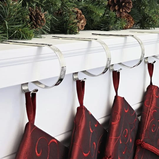 Original MantleClip® Silver With White Snowflakes Stocking Holders, 4ct. 3 Original MantleClip® Silver With White Snowflakes Stocking Holders, 4ct. - Image 3
