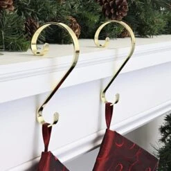 Haute Decor Stocking Scroll® Brass Stocking Holders, 2ct. -Northlight Sale Store D349623S 2