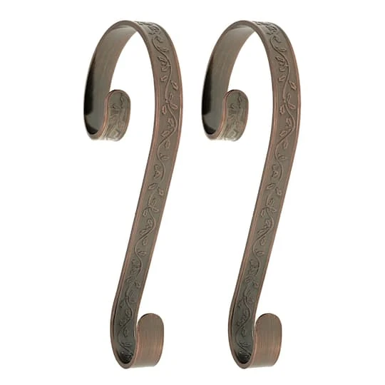 Haute Decor Stocking Scroll® Holly Embossed Oil-Rubbed Bronze Stocking Holders, 2ct. 2 Haute Decor Stocking Scroll® Holly Embossed Oil-Rubbed Bronze Stocking Holders, 2ct. - Image 2