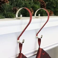 Haute Decor Stocking Scroll® Red Glitter Stocking Holders, 2ct. -Northlight Sale Store D349635S 2
