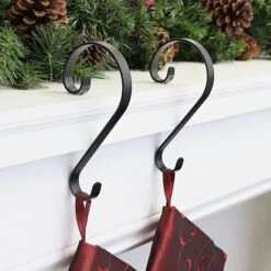Haute Decor Stocking Scroll® Matte Black Stocking Holders, 2ct. -Northlight Sale Store D349637S 2