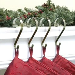 Haute Decor Stocking Scroll® Antique Brass Stocking Holders, 4ct. -Northlight Sale Store D349643S 2