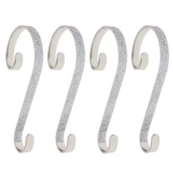Haute Decor Stocking Scroll® Silver Glitter Stocking Holders, 4ct.