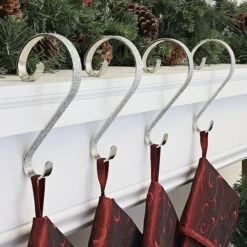 Haute Decor Stocking Scroll® Silver Glitter Stocking Holders, 4ct. -Northlight Sale Store D349650S 2