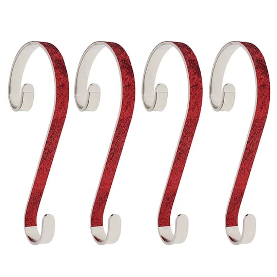 Haute Decor Stocking Scroll® Red Glitter Stocking Holders, 4ct. 1 Haute Decor Stocking Scroll® Red Glitter Stocking Holders, 4ct.