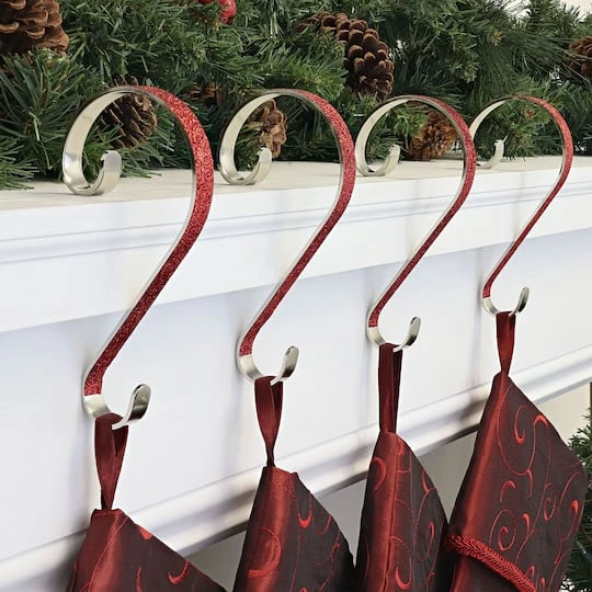 Haute Decor Stocking Scroll® Red Glitter Stocking Holders, 4ct. 3 Haute Decor Stocking Scroll® Red Glitter Stocking Holders, 4ct. - Image 3