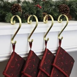 Haute Decor Stocking Scroll® Gold Foil Stocking Holders, 4ct. -Northlight Sale Store D349654S 2