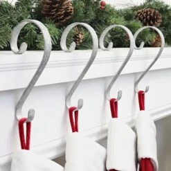 Haute Decor Stocking Scroll® Galvanized Stocking Holders, 4ct. -Northlight Sale Store D349655S 2