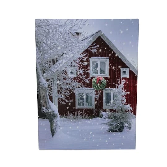 Northlight LED Lighted Red Snowy Barn House Christmas Wall Art 5 Northlight LED Lighted Red Snowy Barn House Christmas Wall Art - Image 5