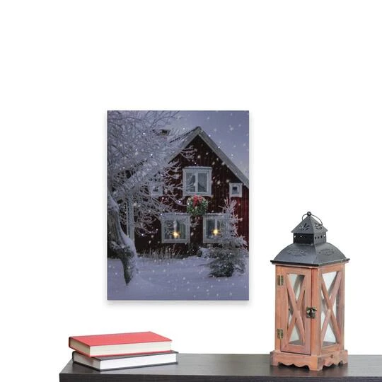 Northlight LED Lighted Red Snowy Barn House Christmas Wall Art 7 Northlight LED Lighted Red Snowy Barn House Christmas Wall Art - Image 7