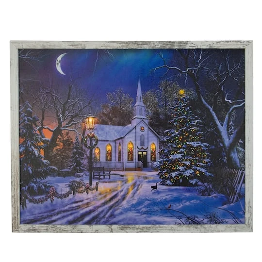Northlight LED Lighted Church Framed Christmas Wall Canvas Art 2 Northlight LED Lighted Church Framed Christmas Wall Canvas Art - Image 2