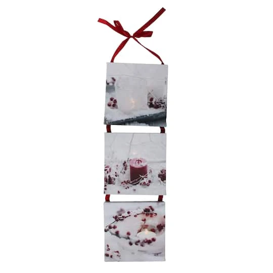 Northlight LED Lighted Winter Frost Berry And Candle Christmas Wall Art 1 Northlight LED Lighted Winter Frost Berry And Candle Christmas Wall Art