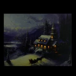 Northlight LED Lighted Church In Wintry Woods Canvas Wall Art -Northlight Sale Store D361860S 2