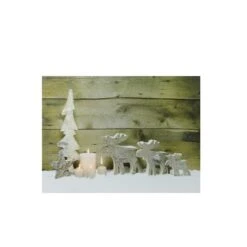 Northlight LED Lighted Flickering Candles And Winter Wooden Moose Canvas Wall Art