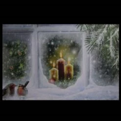 Northlight LED Lighted Snowy Window Pane And Candles Christmas Canvas Wall Art -Northlight Sale Store D361866S 3
