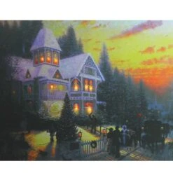 Northlight LED Lighted Victorian Christmas At Sunset Canvas Wall Art -Northlight Sale Store D361867S 2