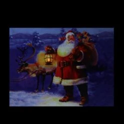 Northlight LED Lighted Santa Claus With Reindeer Christmas Canvas Wall Art -Northlight Sale Store D361900S 2