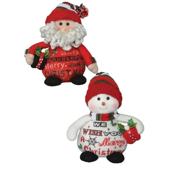 Santa's Workshop 10" Merry Claus & Snowman, Set Of 2 1 Santa's Workshop 10" Merry Claus & Snowman, Set Of 2