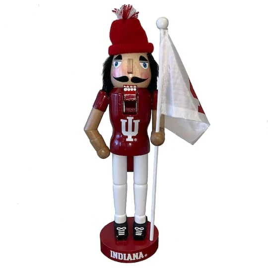 12'' Indiana Hoosiers Mascot With Flag Nutcracker 2 12'' Indiana Hoosiers Mascot With Flag Nutcracker - Image 2