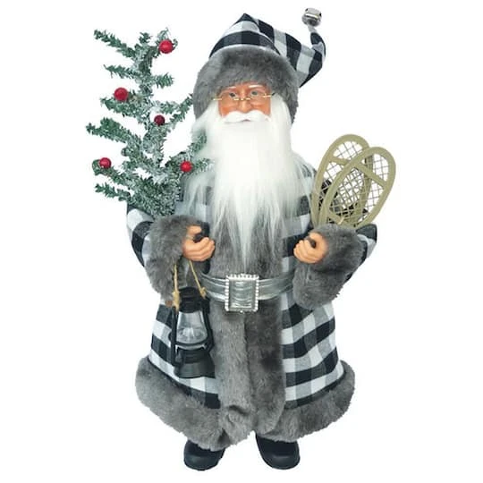 Santa's Workshop 15" Black & White Plaid Claus 1 Santa's Workshop 15" Black & White Plaid Claus