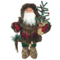 Santa's Workshop 15" Plaid Canoe Woodsman Claus