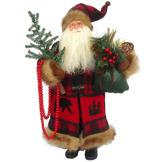 Santa's Workshop 18" Buffalo Plaid With Black Bear Santa Figure 1 Santa's Workshop 18" Buffalo Plaid With Black Bear Santa Figure