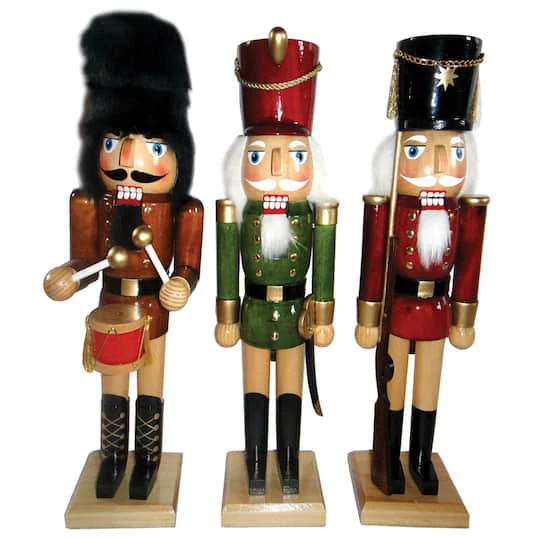 Santa's Workshop 14" Natural Wood Nutcracker Set, 3ct. 2 Santa's Workshop 14" Natural Wood Nutcracker Set, 3ct. - Image 2