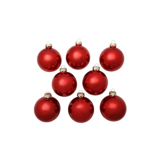 Whitehurst 8ct. 3.25" Shiny Glass Ball Ornaments Red Shiny 3 Whitehurst 8ct. 3.25" Shiny Glass Ball Ornaments Red Shiny - Image 3
