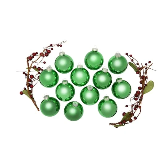 Whitehurst 12ct. 2.75" Shiny Glass Ball Ornaments Green Shiny 4 Whitehurst 12ct. 2.75" Shiny Glass Ball Ornaments Green Shiny - Image 4