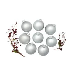 Whitehurst 8ct. 3.25" Matte Glass Ball Ornaments Silver Matte -Northlight Sale Store D384971S 13