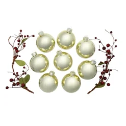 Whitehurst 8ct. 3.25" Shiny Glass Ball Ornaments Gold Shiny -Northlight Sale Store D384990S 13