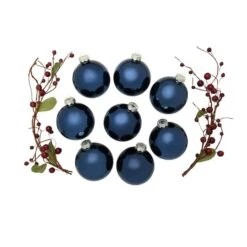 Whitehurst 8ct. 3.25" Shiny Glass Ball Ornaments Midnight Blue Shiny -Northlight Sale Store D385015S 13