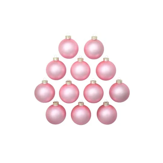 Whitehurst 12ct. 2.75" Matte Glass Ball Ornaments Baby Pink Matte 3 Whitehurst 12ct. 2.75" Matte Glass Ball Ornaments Baby Pink Matte - Image 3