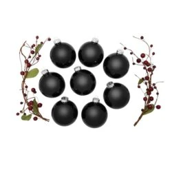 Whitehurst 8ct. 3.25" Shiny Glass Ball Ornaments Black Shiny 7 Whitehurst 8ct. 3.25" Shiny Glass Ball Ornaments Black Shiny -Northlight Sale Store D385037S 13