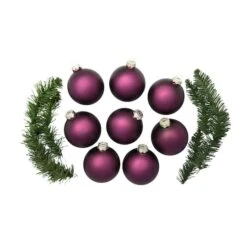 Whitehurst 8ct. 3.25" Matte Glass Ball Ornaments Purple Matte -Northlight Sale Store D385083S 13