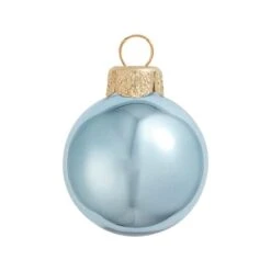 Whitehurst 8ct. 3.25" Shiny Glass Ball Ornaments Baby Blue Shiny