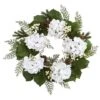 24" Gold Trimmed White Hydrangea & Berry Wreath