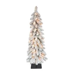 3ft. Pre-Lit Flocked Alpine Artificial Christmas Tree, Clear Lights
