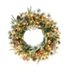 24" Pre-Lit Pine, Cones & Red Berries Wreath