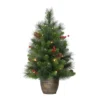2 Ft. Pre-Lit Table Top Artificial Christmas Tree With Gold Base