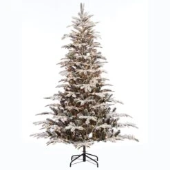 6.5ft. Pre-Lit Flocked Aspen Fir Artificial Christmas Tree, Clear Lights